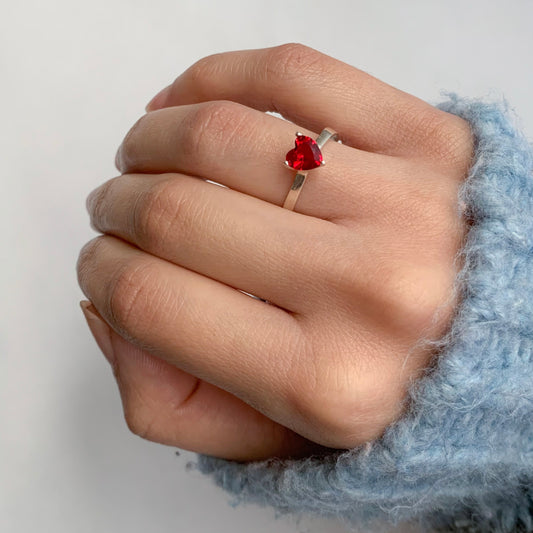 Anillo Corazón rojo